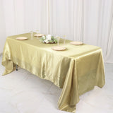 60Inchx126Inch Champagne Satin Rectangular Tablecloth