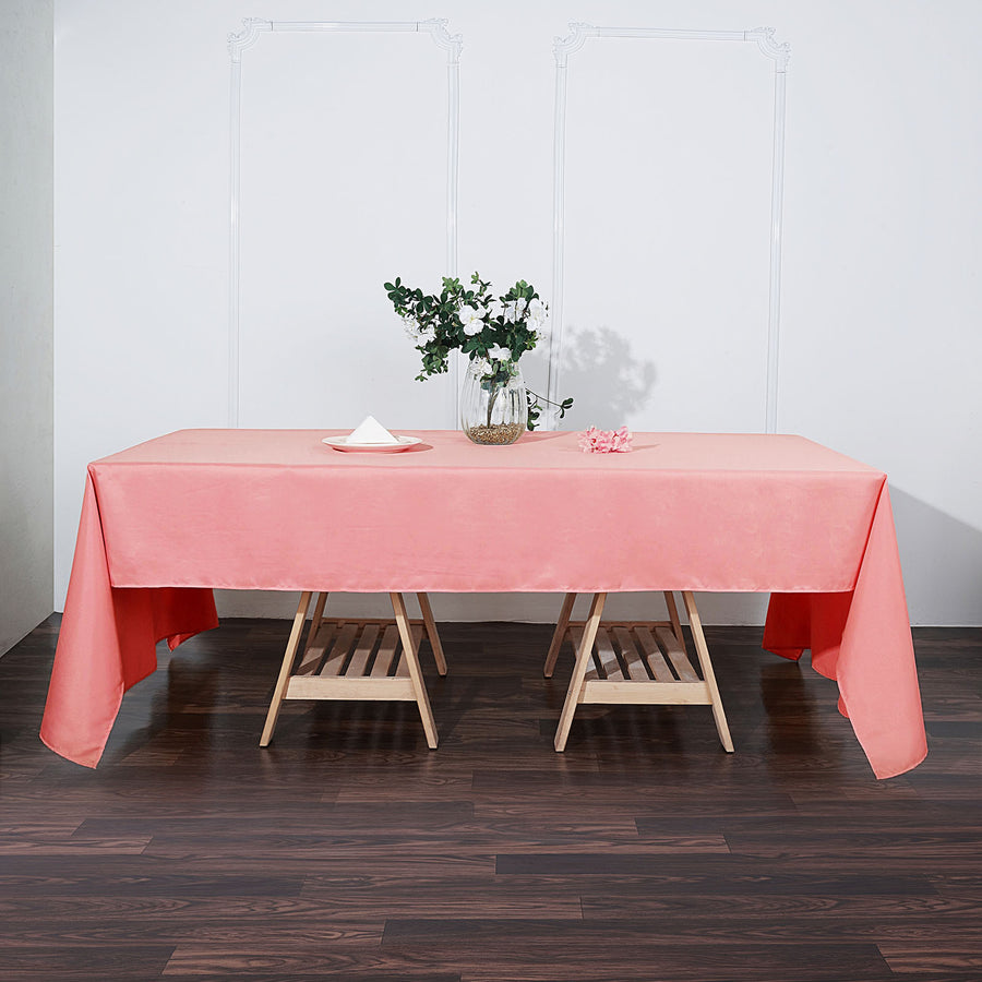60x126Inch Coral Seamless Polyester Rectangular Tablecloth