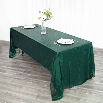 60"x126" Hunter Emerald Green Seamless Premium Sequin Rectangle Tablecloth