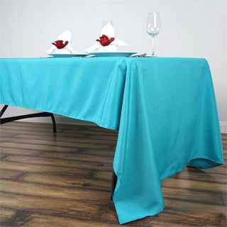Turquoise Polyester Rectangular Tablecloth - Add Elegance to Your Events