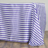 60 inch x126 inch White/Purple Striped Satin Tablecloth