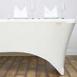 6ft Ivory Spandex Stretch Fitted Rectangular Tablecloth