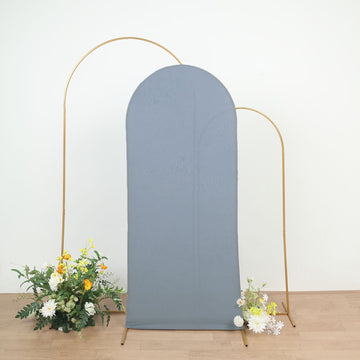 6ft Matte Dusty Blue Spandex Fitted Chiara Backdrop Stand Cover For Round Top Wedding Arch