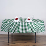 White/Green Seamless Buffalo Plaid Round Tablecloth