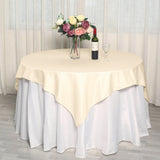 70inch Beige Square Polyester Table Overlay