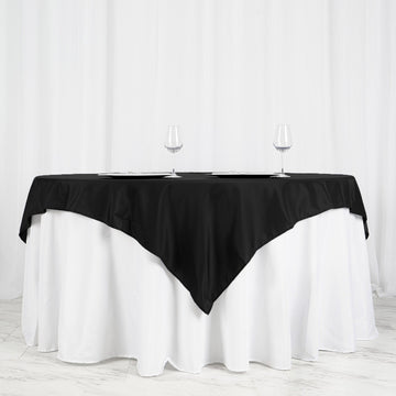 70"x70" Black Square Seamless Polyester Table Overlay