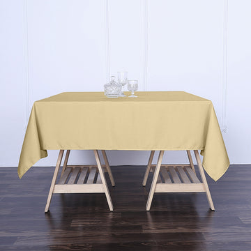 70"x70" Champagne Square Seamless Polyester Tablecloth
