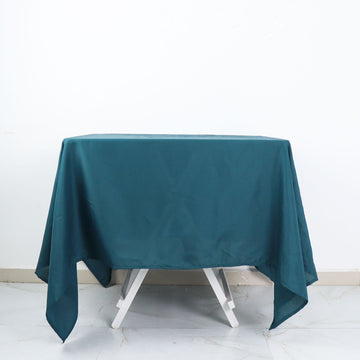 70"x70" Peacock Teal Seamless Polyester Square Tablecloth
