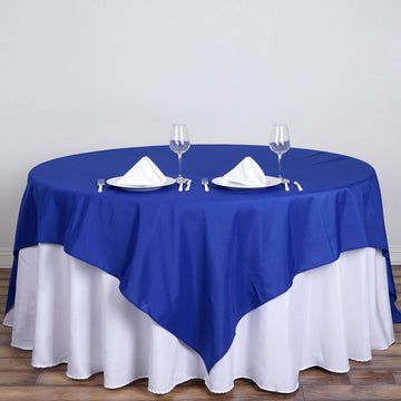 70"x70" Royal Blue Square Seamless Polyester Table Overlay
