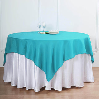 Turquoise Square Seamless Polyester Table Overlay