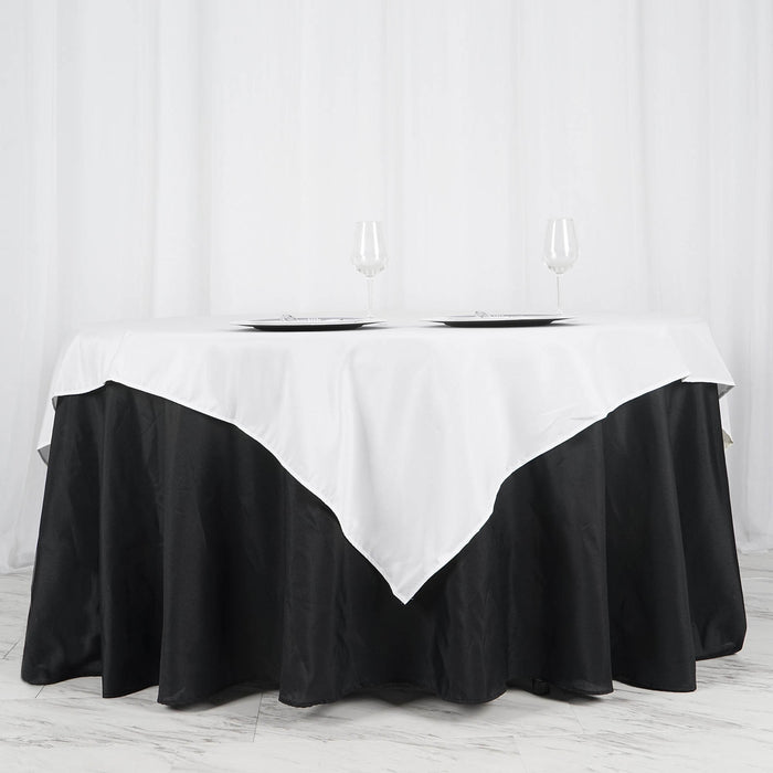 70inch White Square Polyester Table Overlay