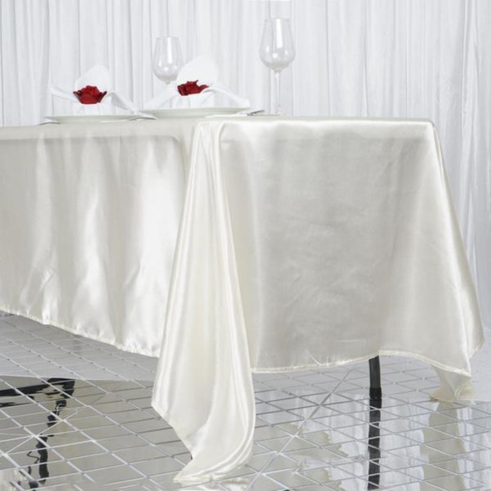 72x120 Ivory Satin Rectangular Tablecloth