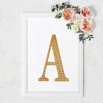 8" Gold Decorative Rhinestone Alphabet Letter Stickers DIY Crafts - A