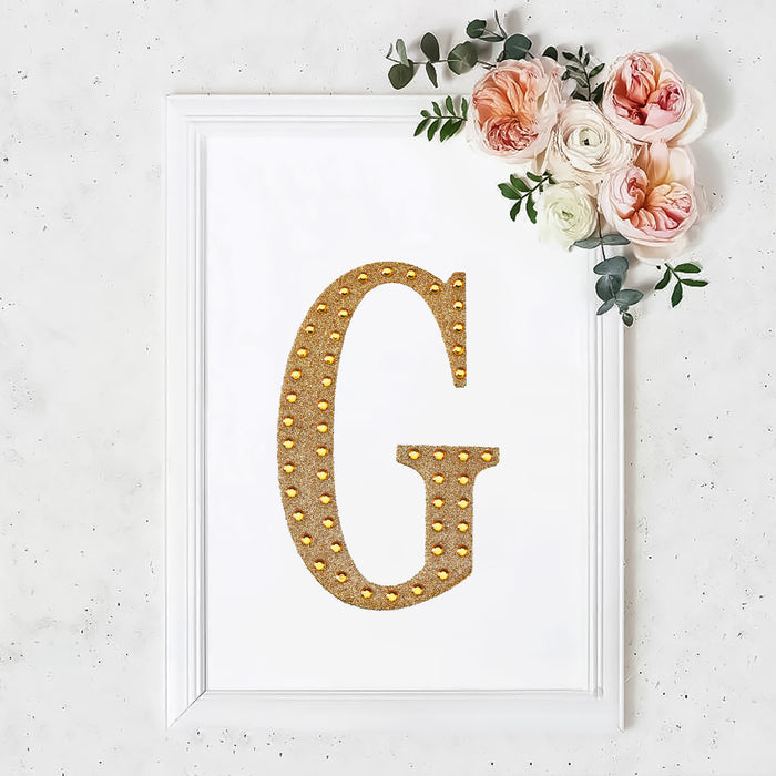 8inch Gold Decorative Rhinestone Alphabet Letter Stickers DIY Crafts - G