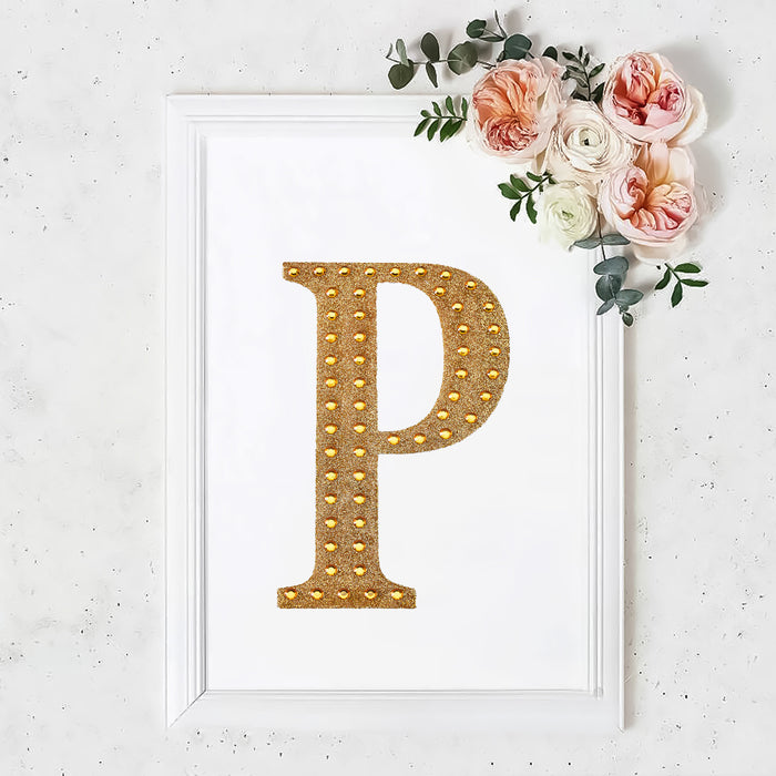 8inch Gold Decorative Rhinestone Alphabet Letter Stickers DIY Crafts - P