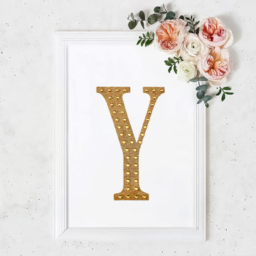 8" Gold Decorative Rhinestone Alphabet Letter Stickers DIY Crafts - Y