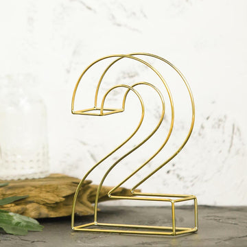 8" Tall Gold Freestanding 3D Decorative Metal Wire Numbers, Wedding Table Numbers -2