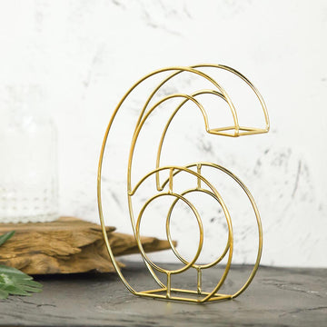 8" Tall Gold Freestanding 3D Decorative Metal Wire Numbers, Wedding Table Numbers -6