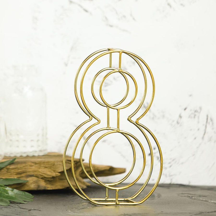 8" Tall | Gold Wedding Table Numbers | Freestanding 3D Decorative Metal Wire Numbers | 8
