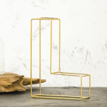 8" Tall Gold Freestanding 3D Decorative Wire Letter, Wedding Centerpiece - L
