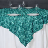 85inch x 85inch Turquoise 3D Rosette Satin Square Overlay