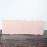 8FT Fitted Polyester Rectangular Table Cover - Rose Gold | Blush