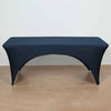 8ft Navy Blue Open Back Stretch Spandex Table Cover, Rectangular Fitted Tablecloth
