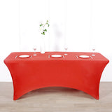 Red Stretch Spandex Rectangle Tablecloth 8ft Wrinkle Free Fitted Table Cover