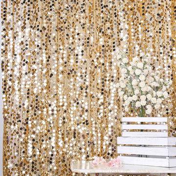 8ftx8ft Gold Big Payette Sequin Event Curtain Drapes, Backdrop Event Panel