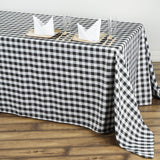Buffalo Plaid Tablecloths | 90"x132" Rectangular | White/Black | Checkered Polyester Linen Tablecloth