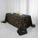 90inch x 132inch Black Rectangle Polyester Tablecloth With Gold Foil Geometric Pattern