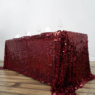 Burgundy Seamless Big Payette Sequin Tablecloth - Add Glamour to Your Event
