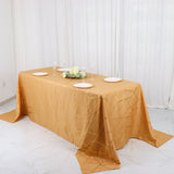 90Inchx132Inch Gold Rectangle Polyester Tablecloth With Gold Foil Geometric Pattern