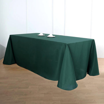 90"x132" Hunter Emerald Green Seamless Polyester Rectangular Tablecloth