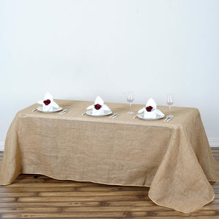 Add a Touch of Rustic Elegance with the Natural Rectangle Burlap Tablecloth