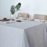90x132 Silver Linen Rectangular Tablecloth |  Slubby Textured Wrinkle Resistant Tablecloth