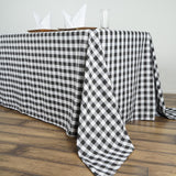 Buffalo Plaid Tablecloths | 90"x156" Rectangular | White/Black | Checkered Polyester Linen Tablecloth