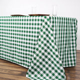 Buffalo Plaid Tablecloths | 90"x156" Rectangular | White/Green | Checkered Polyester Linen Tablecloth