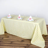 Buffalo Plaid Tablecloths | 90"x156" Rectangular | White/Yellow | Checkered Polyester Linen Tablecloth