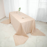 90x156Inch Beige Accordion Crinkle Taffeta Rectangular Tablecloth