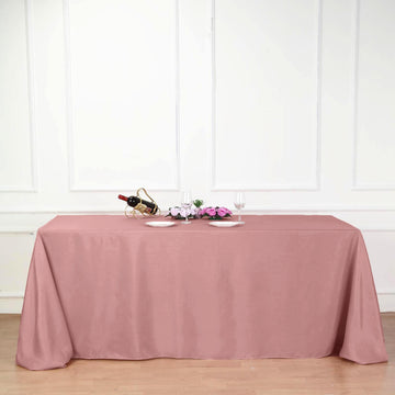 90"x156" Dusty Rose Seamless Polyester Rectangular Tablecloth