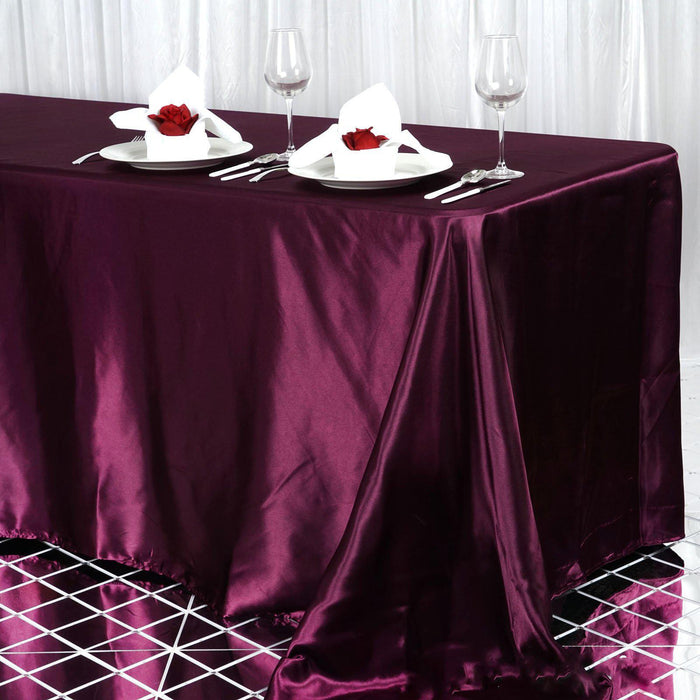 90x156 Eggplant Satin Rectangular Tablecloth
