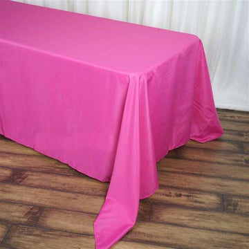 90"x156" Fuchsia Seamless Polyester Rectangular Tablecloth