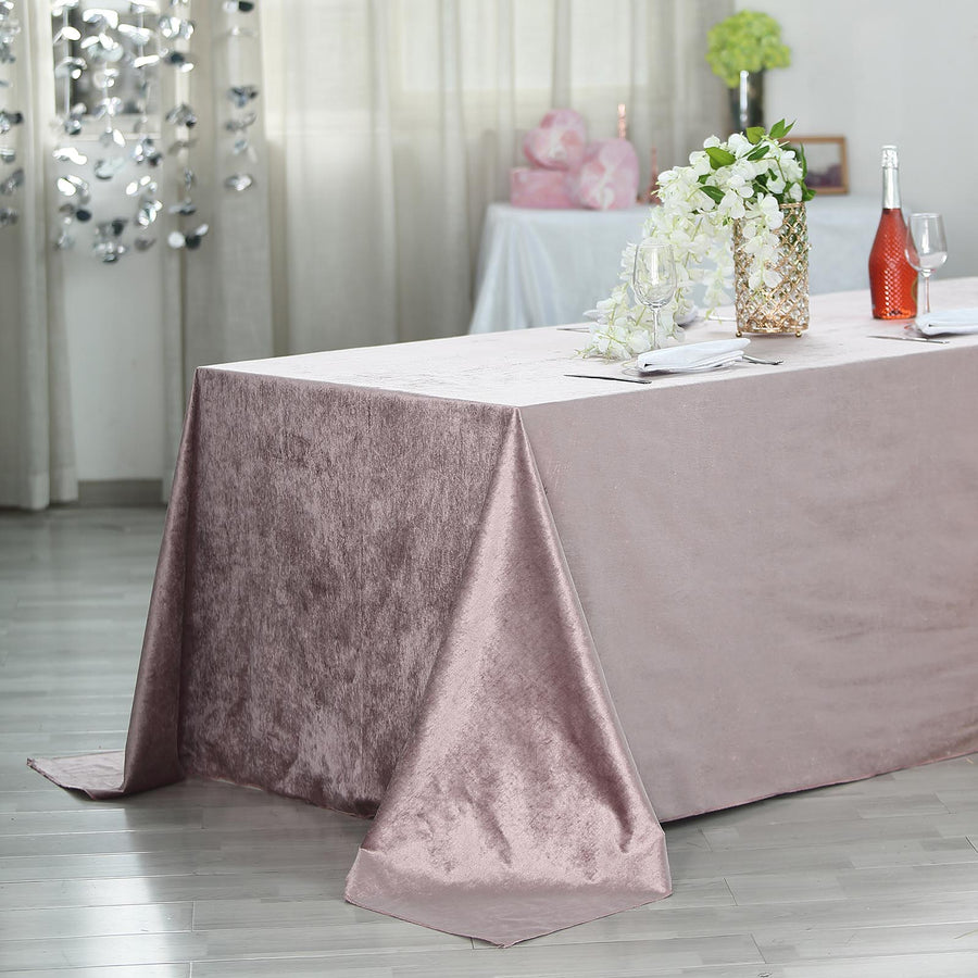 90inch x156inch Mauve Seamless Premium Velvet Rectangle Tablecloth, Reusable Linen