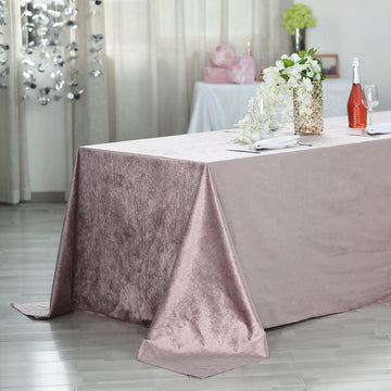 90"x156" Mauve Seamless Premium Velvet Rectangle Tablecloth, Reusable Linen