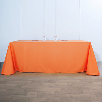 90"x156" Orange Seamless Polyester Rectangular Tablecloth