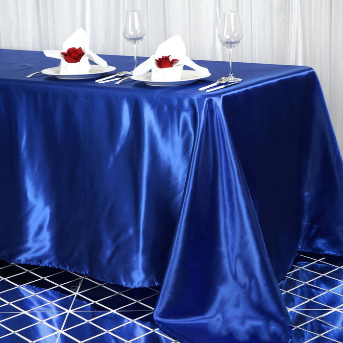 90x156 Royal Blue Satin Rectangular Tablecloth