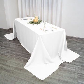 90"x156" White Seamless Polyester Rectangular Tablecloth