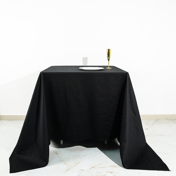 90" Black Square 100% Cotton Linen Seamless Tablecloth | Washable