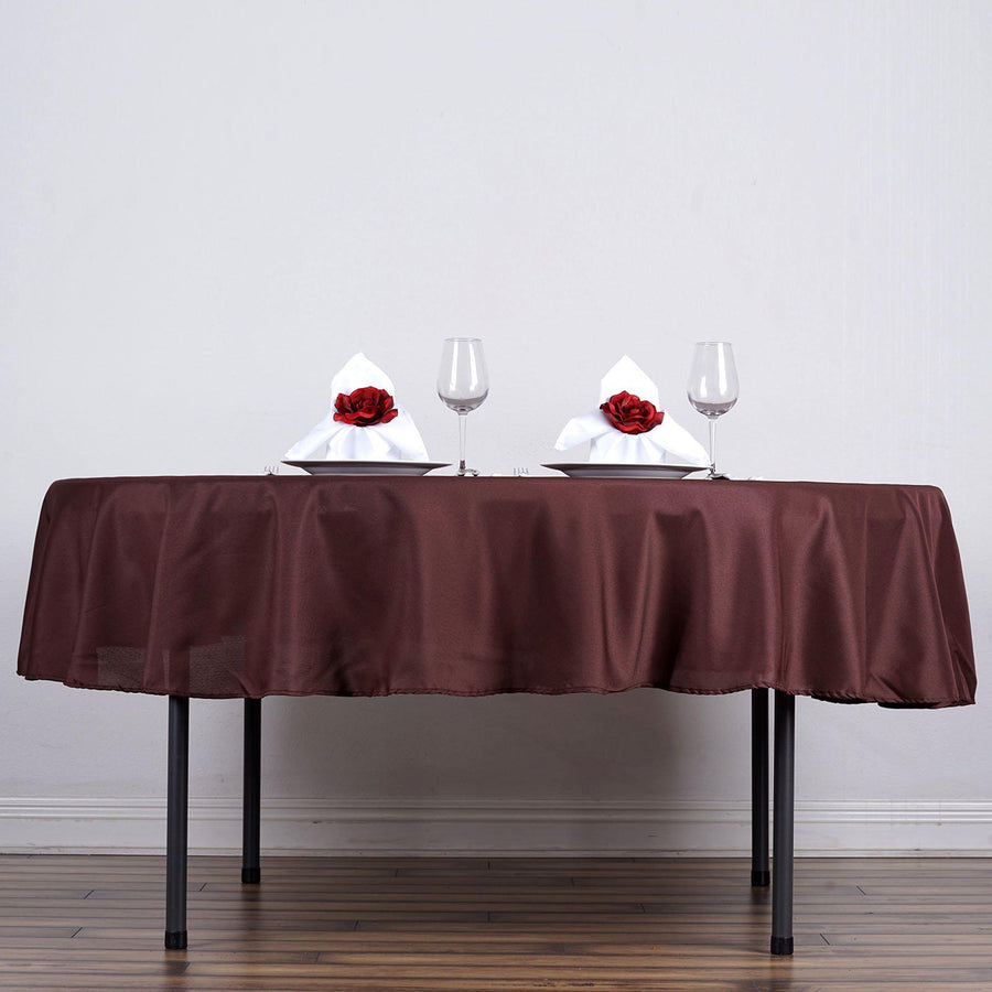 90Inch Chocolate Polyester Round Tablecloth